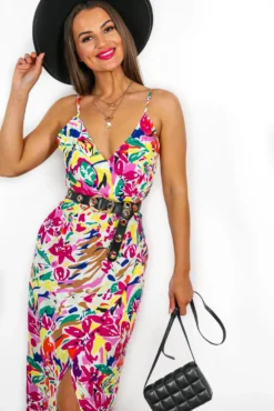 Garden Party - White Multi Floral Midi Dress -Glamoros Clothing Shop 8E4A0793