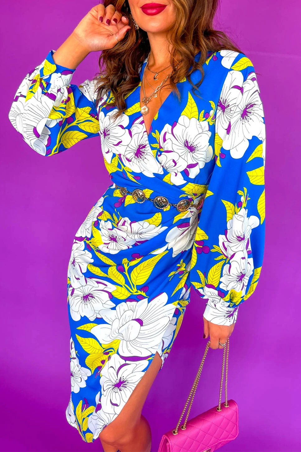 A Class Of Your Own - Blue Lime Floral Midi Dress 2 A Class Of Your Own - Blue Lime Floral Midi Dress - Image 2