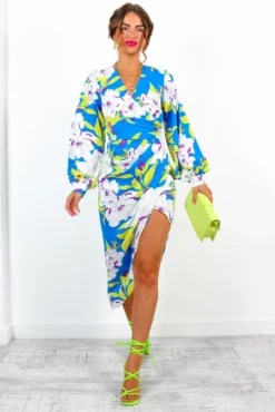 A Class Of Your Own - Blue Lime Floral Midi Dress 12 A Class Of Your Own - Blue Lime Floral Midi Dress -Glamoros Clothing Shop AClassOfYourOwn BlueLimeFloralMidiDress 2