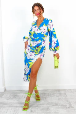 A Class Of Your Own - Blue Lime Floral Midi Dress 9 A Class Of Your Own - Blue Lime Floral Midi Dress -Glamoros Clothing Shop AClassOfYourOwn BlueLimeFloralMidiDress 3