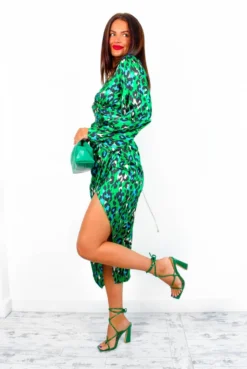 A Class Of Your Own - Green Blue Leopard Midi Dress -Glamoros Clothing Shop AClassOfYourOwn GreenBlueLeopardMidiDress 3