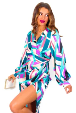 A Class Of Your Own - Purple Turquoise Abstract Midi Dress -Glamoros Clothing Shop AClassOfYourOwn PurpleTurquoiseAbstractMidiDress 3