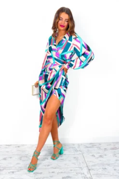 A Class Of Your Own - Purple Turquoise Abstract Midi Dress -Glamoros Clothing Shop AClassOfYourOwn PurpleTurquoiseAbstractMidiDress 4