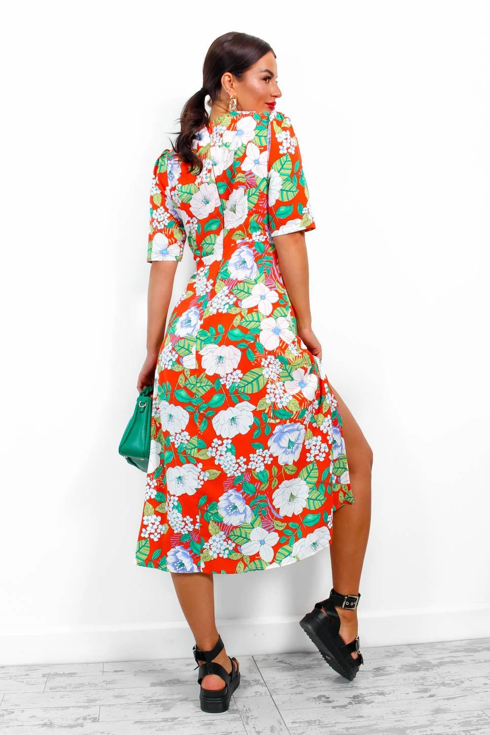 A Field Day - Orange Floral Midi Dress 5 A Field Day - Orange Floral Midi Dress - Image 5