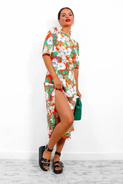 A Field Day - Orange Floral Midi Dress 13 A Field Day - Orange Floral Midi Dress -Glamoros Clothing Shop AFieldDay OrangeFloralMidiDress 6