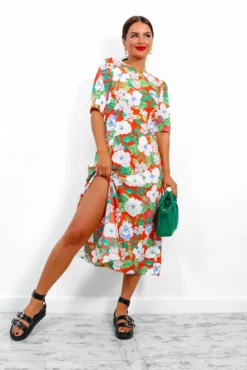 A Field Day - Orange Floral Midi Dress 12 A Field Day - Orange Floral Midi Dress -Glamoros Clothing Shop AFieldDay OrangeFloralMidiDress 7