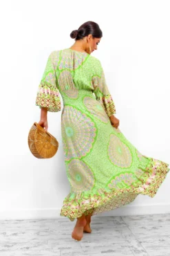 A Perfect Getaway - Lime Printed Maxi Dress -Glamoros Clothing Shop APerfectGetaway LimePrintedMaxiDress3