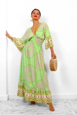 A Perfect Getaway - Lime Printed Maxi Dress -Glamoros Clothing Shop APerfectGetaway LimePrintedMaxiDress4