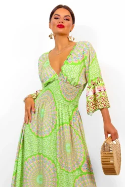 A Perfect Getaway - Lime Printed Maxi Dress -Glamoros Clothing Shop APerfectGetaway LimePrintedMaxiDress5