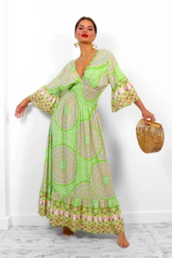 A Perfect Getaway - Lime Printed Maxi Dress -Glamoros Clothing Shop APerfectGetaway LimePrintedMaxiDress6