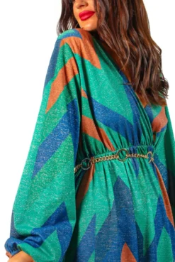 A Way Of Life - Green Blue Glitter Stripe Midi Dress -Glamoros Clothing Shop AWayOfLife GreenBlueGlitterStripeMidiDress6