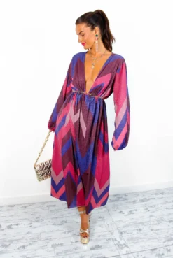 A Way Of Life - Purple Pink Glitter Stripe Midi Dress -Glamoros Clothing Shop AWayOfLife PurplePinkGlitterStripeMidiDress4