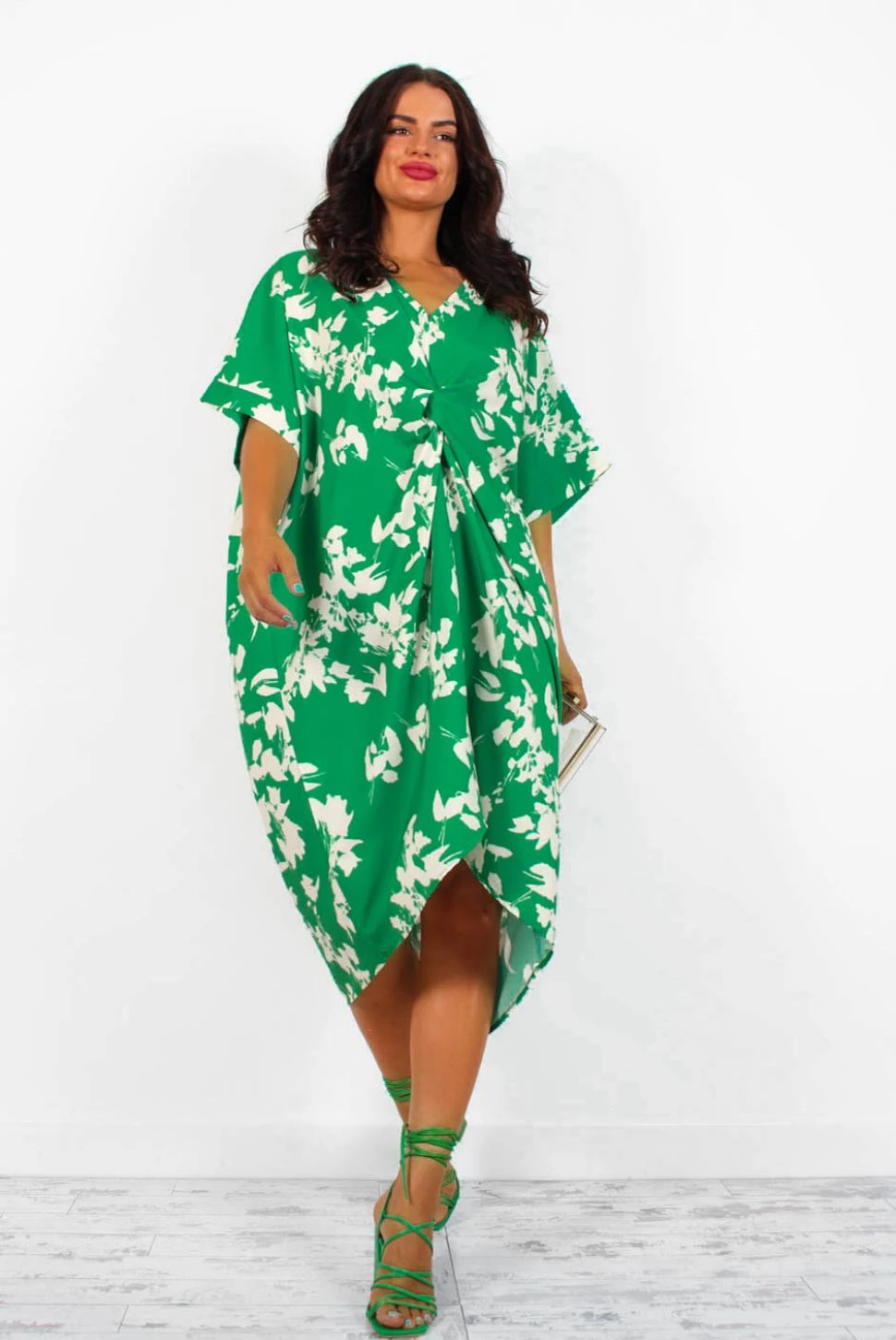 A Whole Knot Of Love - Green Floral Knot Midi Dress 3 A Whole Knot Of Love - Green Floral Knot Midi Dress - Image 3