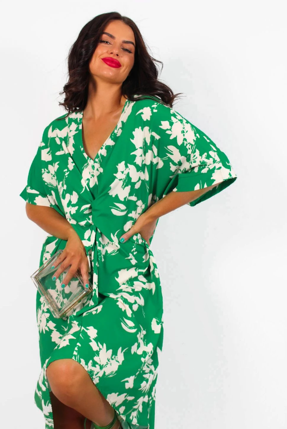 A Whole Knot Of Love - Green Floral Knot Midi Dress 2 A Whole Knot Of Love - Green Floral Knot Midi Dress - Image 2
