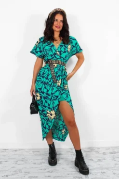 Adore Me - Green Multi Floral Midi Dress -Glamoros Clothing Shop AdoreMe GreenMultiFloralMidiDress1
