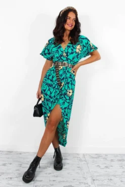 Adore Me - Green Multi Floral Midi Dress