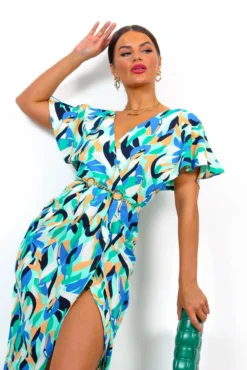 Adore Me - Mint Multi Abstract Midi Dress -Glamoros Clothing Shop AdoreMe MintMultiAbstractMidiDress5 1