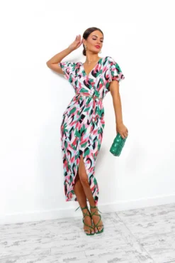 Adore Me - Pink Multi Abstract Midi Dress