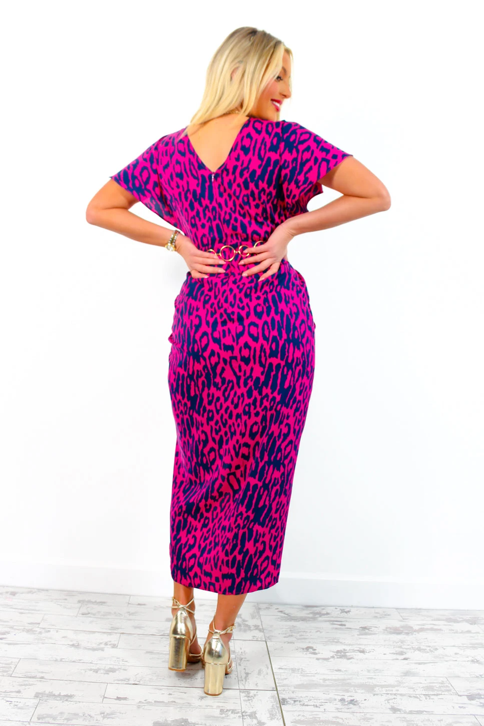 Adore Me - Raspberry Navy Leopard Print Midi Dress 7 Adore Me - Raspberry Navy Leopard Print Midi Dress - Image 7