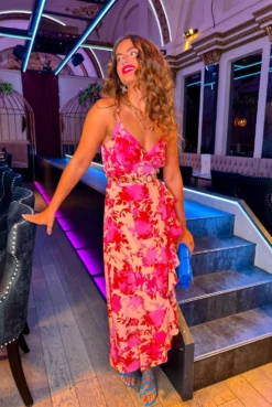 All Eyes On Her - Pink Peach Floral Frilled Maxi Dress -Glamoros Clothing Shop AllEyesOnHer PinkPeachFloralFrilledMaxiDress 1 58404e44 5dfc 43b3 a465 6def7c0d2dd7