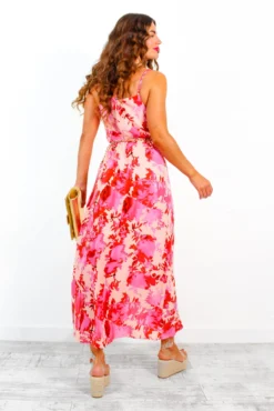 All Eyes On Her - Pink Peach Floral Frilled Maxi Dress -Glamoros Clothing Shop AllEyesOnHer PinkPeachFloralFrilledMaxiDress 3