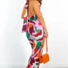 All That Matters - Multi Abstract Floral Plisse Halter Neck Maxi Dress