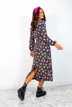 All The Attitude - Black Multi Rose Maxi Dress -Glamoros Clothing Shop AllTheAttitude BlackMultiRoseMaxiDress2