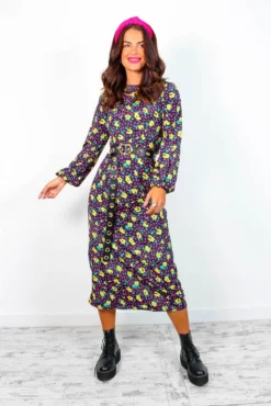 All The Attitude - Black Multi Rose Maxi Dress -Glamoros Clothing Shop AllTheAttitude BlackMultiRoseMaxiDress3