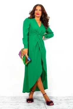 All Time Favourite - Forest Green Twist Front Midi Dress -Glamoros Clothing Shop AllTimeFavourite ForestGreenTwistFrontMidiDress 4