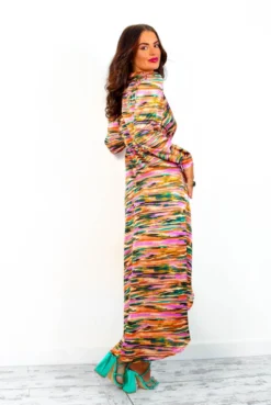 All Time Favourite - Orange Multi Abstract Twist Front Midi Dress -Glamoros Clothing Shop AllTimeFavourite OrangeMultiAbstractTwistFrontMidiDress 6