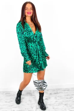 Always A Twist - Forest Leopard Satin Mini Shirt Dress 10 Always A Twist - Forest Leopard Satin Mini Shirt Dress -Glamoros Clothing Shop AlwaysATwist ForestLeopardSatinMiniShirtDress 1