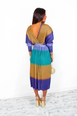 Always Be You - Purple Bronze Pleated Midi Dress -Glamoros Clothing Shop AlwaysBeYou PurpleBronzePleatedMidiDress 5