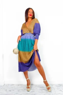 Always Be You - Purple Bronze Pleated Midi Dress -Glamoros Clothing Shop AlwaysBeYou PurpleBronzePleatedMidiDress 7