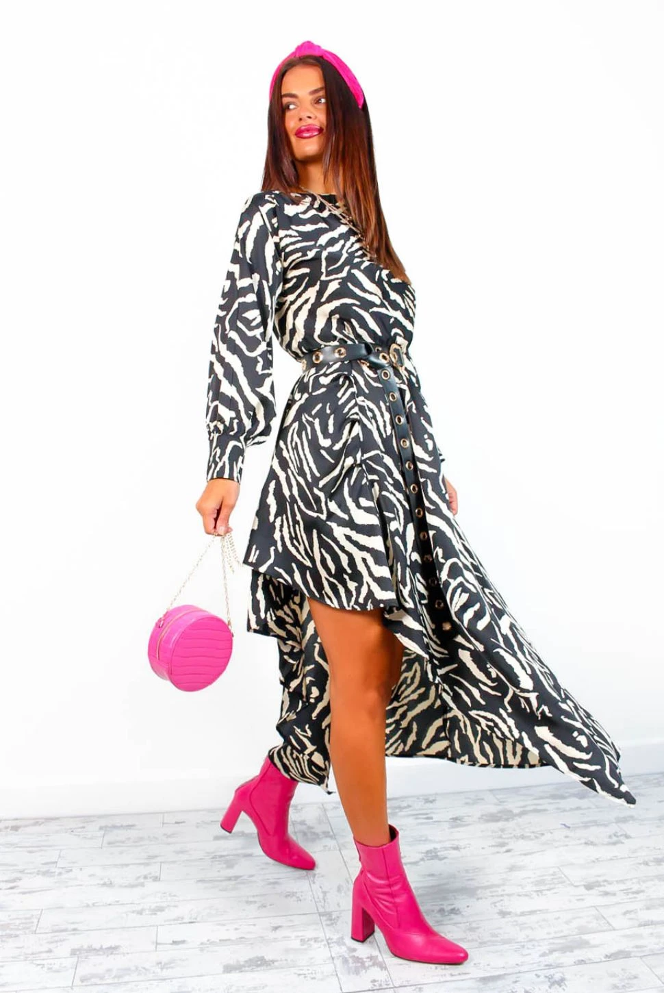 AX Paris Always Yours - Black White Zebra Asymmetrical Midi Dress 5 AX Paris Always Yours - Black White Zebra Asymmetrical Midi Dress - Image 5