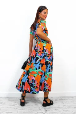 Angel In Me - Black Multi Tropical Maxi Shirt Dress 11 Angel In Me - Black Multi Tropical Maxi Shirt Dress -Glamoros Clothing Shop AngelInMe BlackMultiTropicalMaxiShirtDress 2