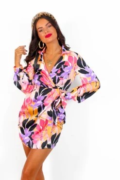 Anything But Basic - Orange Purple Floral Mini Dress -Glamoros Clothing Shop AnythingButBasic OrangePurpleFloralMiniDress 1