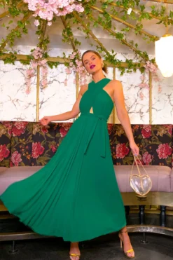 Artemis - Green Pleated Maxi Dress -Glamoros Clothing Shop Artemis Green Pleated Maxi Dress scaled