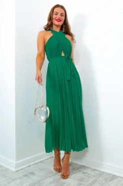 Artemis - Green Pleated Maxi Dress -Glamoros Clothing Shop Artemis GreenPleatedMaxiDress4 scaled
