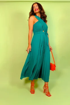 Artemis - Green Pleated Maxi Dress -Glamoros Clothing Shop Artemis GreenPleatedMaxiDress8