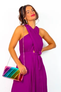Artemis - Magenta Pleated Maxi Dress -Glamoros Clothing Shop Artemis MagentaPleatedMaxiDress4