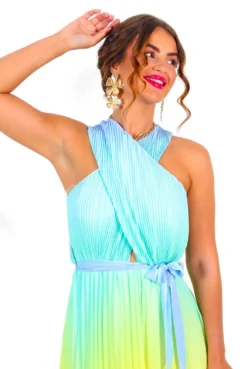 Artemis - Multi Ombre Print Pleated Midi Dress -Glamoros Clothing Shop Artemis MultiOmbrePrintPleatedMidiDress 7