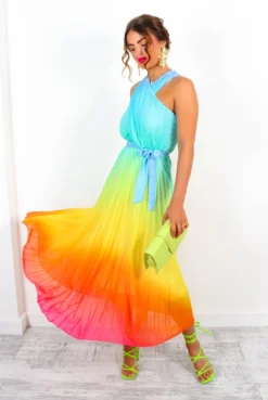 Artemis - Multi Ombre Print Pleated Midi Dress -Glamoros Clothing Shop Artemis MultiOmbrePrintPleatedMidiDress 8