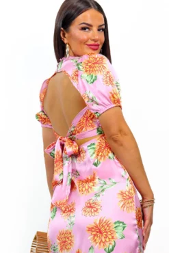 Back Me Up - Pink Multi Floral Midi Dress