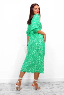 Be Mine - Green Leopard Print Midi Wrap Dress -Glamoros Clothing Shop BeMine GreenLeopardPrintMidiWrapDress 3