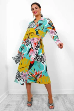 Be Your Fantasy - Turquoise Botanical Print Midi Dress 9 Be Your Fantasy - Turquoise Botanical Print Midi Dress -Glamoros Clothing Shop BeYourFantasy TurquoiseBotanicalPrintMidiDress1