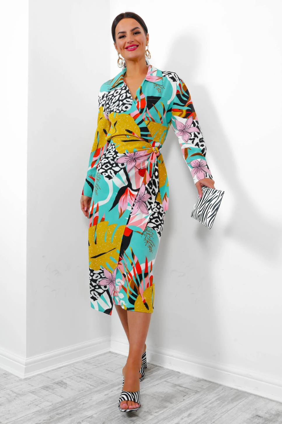 Be Your Fantasy - Turquoise Botanical Print Midi Dress 5 Be Your Fantasy - Turquoise Botanical Print Midi Dress - Image 5