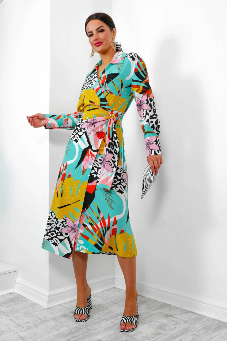 Be Your Fantasy - Turquoise Botanical Print Midi Dress 7 Be Your Fantasy - Turquoise Botanical Print Midi Dress - Image 7