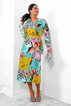 Be Your Fantasy - Turquoise Botanical Print Midi Dress 10 Be Your Fantasy - Turquoise Botanical Print Midi Dress -Glamoros Clothing Shop BeYourFantasy TurquoiseBotanicalPrintMidiDress6
