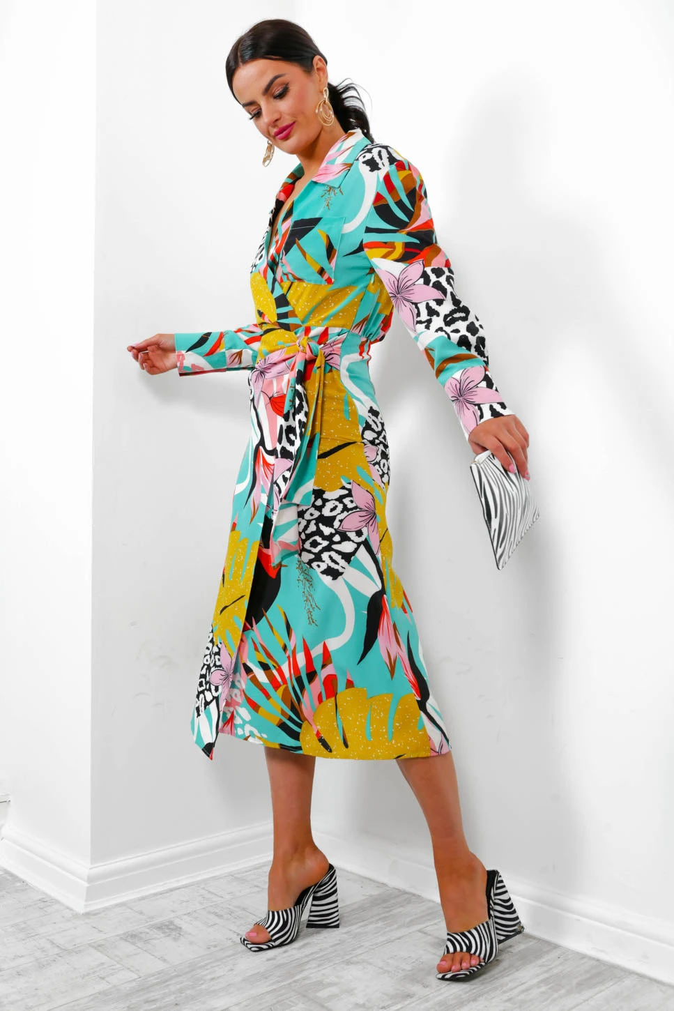 Be Your Fantasy - Turquoise Botanical Print Midi Dress 6 Be Your Fantasy - Turquoise Botanical Print Midi Dress - Image 6