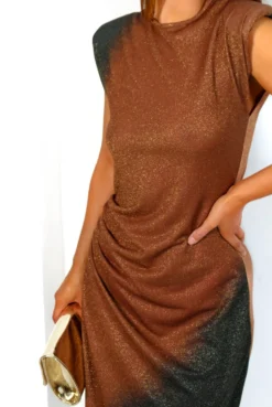 Beat The Ruche - Bronze Charcoal Lurex Midi Dress 8 Beat The Ruche - Bronze Charcoal Lurex Midi Dress -Glamoros Clothing Shop BeatTheRuche BronzeCharcoalLurexMidiDress 1